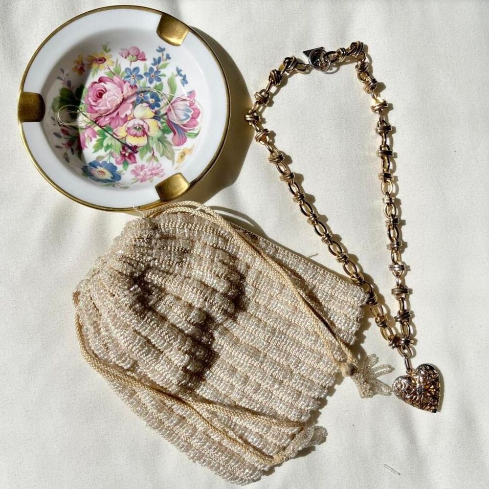 cream vintage beaded purse - Picture 1 of 4